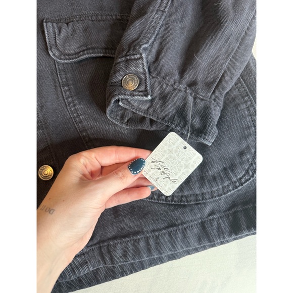 Free People Navy Jean Jacket with Light Collar - Picture 4 of 5